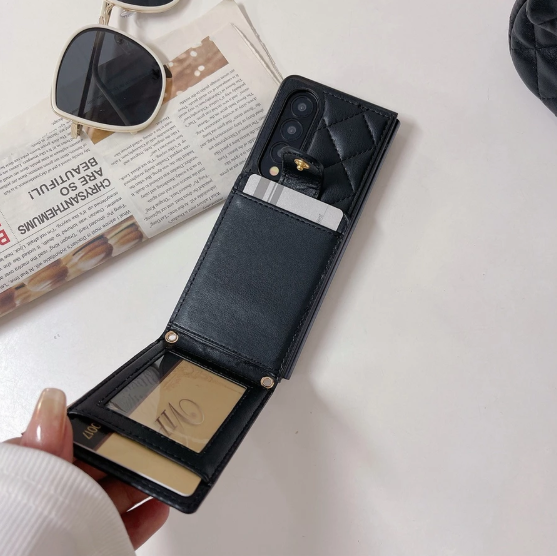 Luxury Leather Flip Wallet Case For Z Fold
