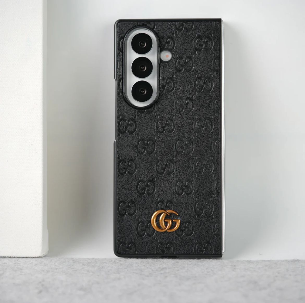 Luxury Black Leather Case for Galaxy Z Fold – Elegant Protection