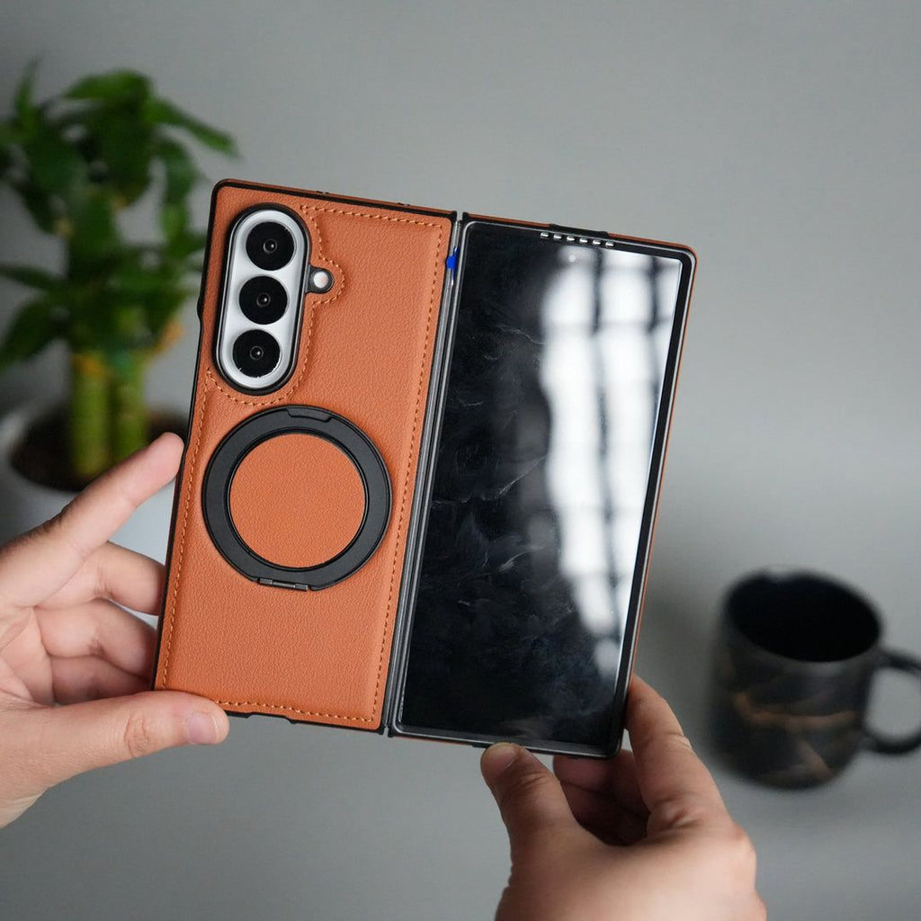 Premium Leather Magnetic Ring Stand